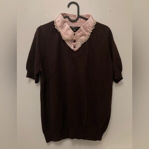 shouju / lolita sweater w/ polka dot lace collar